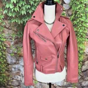 ZARA Mauve Vegan Leather Moto Jacket, XS